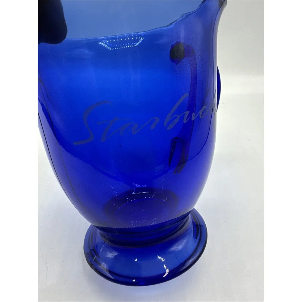 Dark Blue Glass Starbucks Footed Coffee Cup 5
